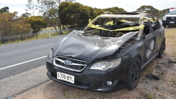 Who stole and torched this Subaru on the South Eastern Freeway?
