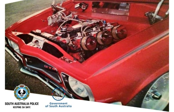 Torana engine block, parts stolen from Murray Bridge property