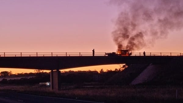 Thieves break into two businesses, torch stolen truck